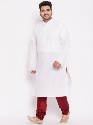 Vastramay Men's Maroon Cotton Silk Blend Pyjama
