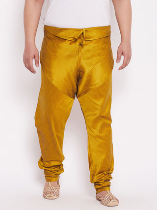 VASTRAMAY Men's Plus Size Mustard Cotton Silk Blend Pyjama