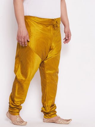 VASTRAMAY Men's Plus Size Mustard Cotton Silk Blend Pyjama