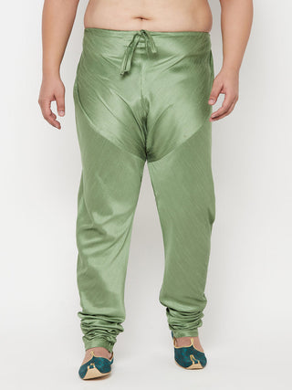 VASTRAMAY Men's Plus Size Green Cotton Silk Blend Pyjama