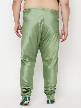 VASTRAMAY Men's Plus Size Green Cotton Silk Blend Pyjama