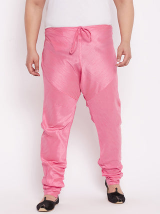 VASTRAMAY Men's Plus Size Pink Solid Slim-Fit Churidar