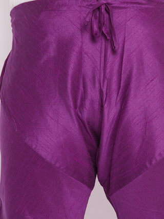 VASTRAMAY  Men's  Plus Size Purple Cotton Silk Blend Pyjama