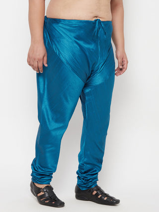 VASTRAMAY Men's Plus Size Turquoise Blue Cotton Silk Blend Pyjama