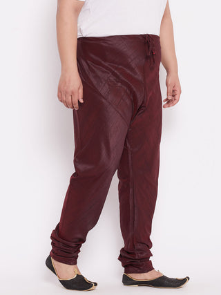 Vastramay Men's Plus Size Wine Silk Blend Pyjama