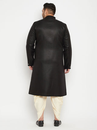 VASTRAMAY Men's Plus Size Black Sherwani Set