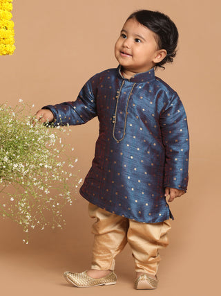 VASTRAMAY Boy's Blue Kurta with Dhoti Pant Set