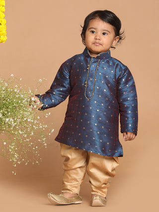 VASTRAMAY SISHU Boy's Blue Kurta with Dhoti Pant Set