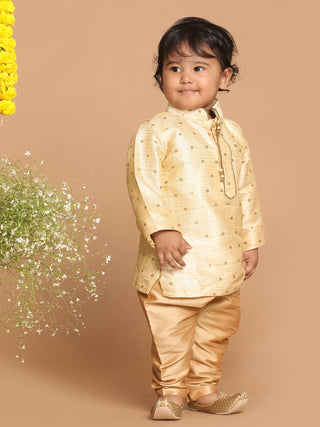 VASTRAMAY SISHU Boy's Gold-Toned Woven Kurta With Pyjama Set