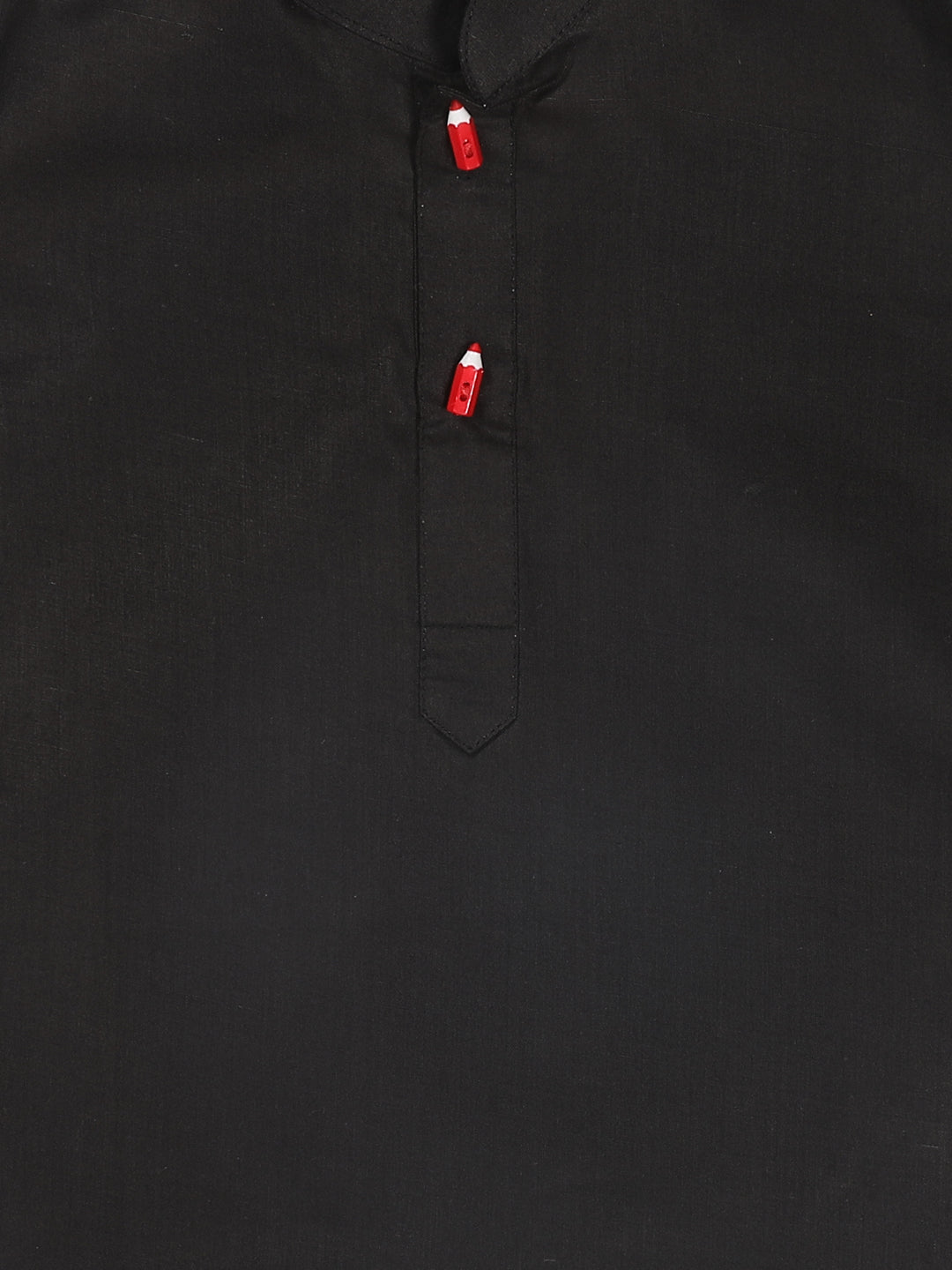 Boy's Black Kurta With White Pyjama Set