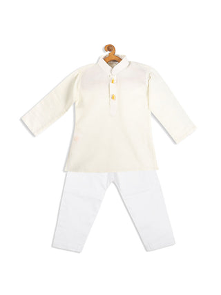 VASTRAMAY Boy's Cream-Colored Kurta with Pyjama Set