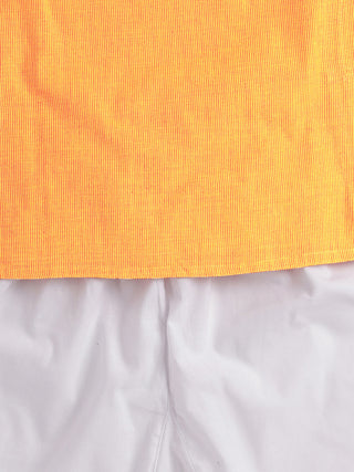 VASTRAMAY SISHU Boys Yellow and White Pure Cotton Kurta Pyjama Set