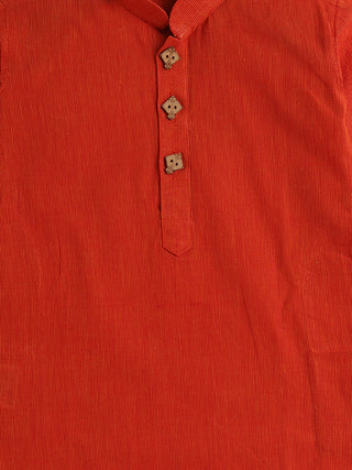 VASTRAMAY SISHU Boy's Red Striped Pure Cotton Kurta