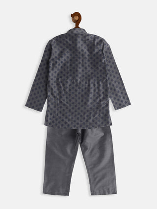 VASTRAMAY SISHU Boys Grey Cotton Blend Kurta Pyjama Set