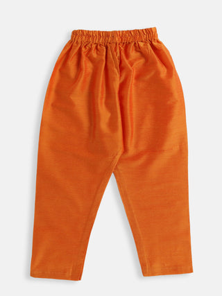 VASTRAMAY SISHU Boys Orange Cotton Blend Kurta Pyjama Set