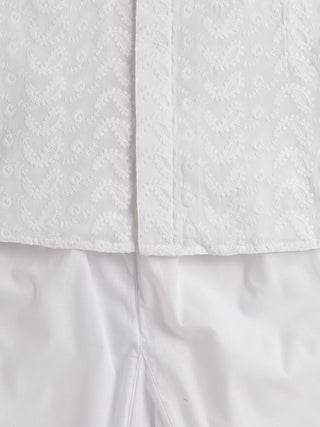 VASTRAMAY SISHU Boys White Pure Cotton Kurta Pyjama Set