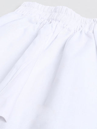 VASTRAMAY SISHU Boy's Yellow and White Printed Cotton Kurta Pyjama Set