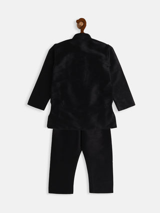VASTRAMAY SISHU Boys Black Silk Blend Kurta Pyjama Set