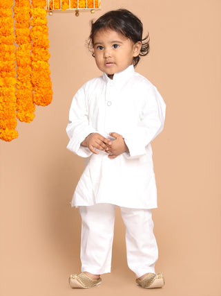 VASTRAMAY SISHU Boy's White Kurta With Pyjama set