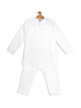 VASTRAMAY SISHU Boy's White Kurta With Pyjama set