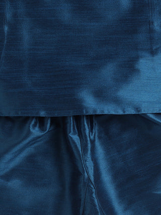 VASTRAMAY SISHU Boys Turquoise Silk Blend Kurta Pyjama Set