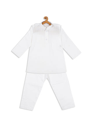VASTRAMAY SISHU Boy's White Pure Cotton Kurta With Pyjama Set