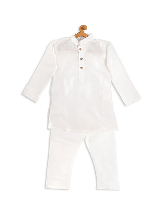 VASTRAMAY SISHU Boy's White Kurta With Pyjama Set