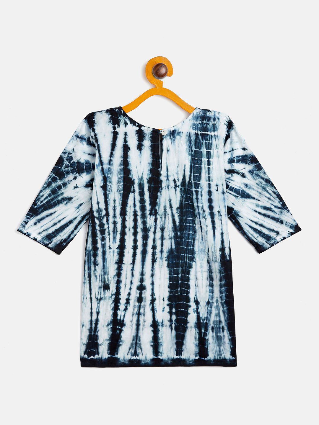 Sishu Girl's Black & White Pure Cotton Tie-Dye Kurta Leggings & Dupatta Set