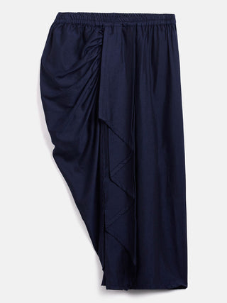 VASTRAMAY SISHU Girl's Navy Blue Draped Skirt With Crop Top