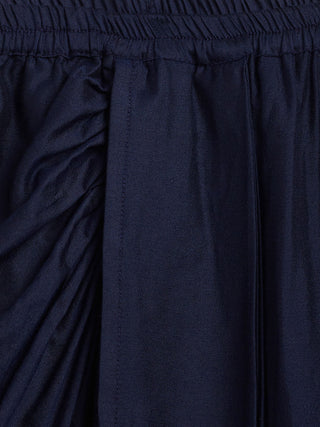 VASTRAMAY SISHU Girl's Navy Blue Draped Skirt With Crop Top