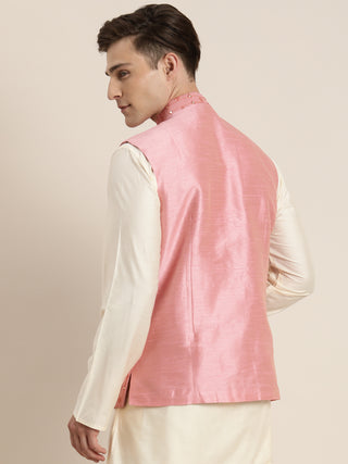 SHRESTHA By VASTRAMAY Men's Onion Pink Ethnic Jacket