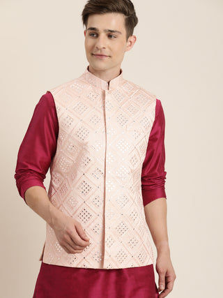 SHRESTHA By VASTRAMAY Men's Pink Ethnic Jacket
