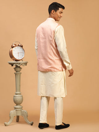 SHRESTHA By VASTRAMAY Men's Pink Jacket With Kurta Pant Set