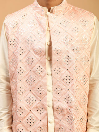 SHRESTHA By VASTRAMAY Men's Pink Jacket With Kurta Pant Set