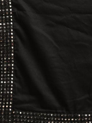 SHRESTHA by VASTRAMAY Men's Black Mirror Jacket With Kurta Pant And Dupatta Set