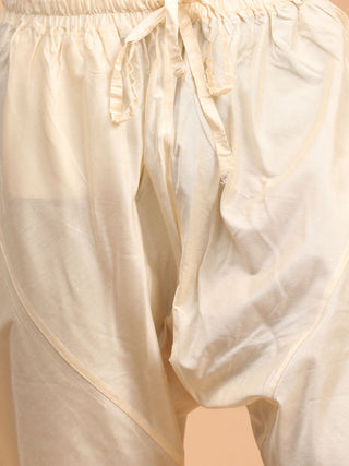 SHRESTHA By VASTRAMAY Men's Cream Mirror Jacket With Kurta Pyjama Set