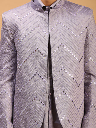 SHRESTHA By VASTRAMAY Men's Purple Mirror Jodhpuri And Shirt Set