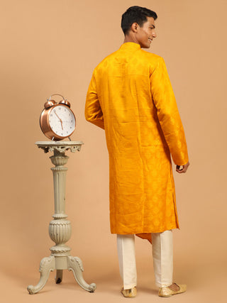 SHRESTHA BY VASTRAMAY Men Yellow Angrakha Kurta With Set