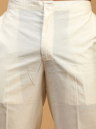 SHRESTHA By VASTRAMAY Men's White Mirror Kurta Pant Set