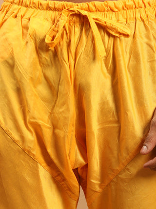 Vastramay Men's Yellow Mirror Kurta Pyjama Set