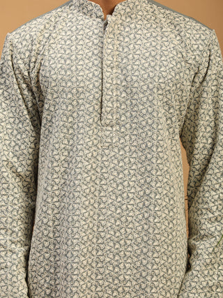 SHRESTHA BY VASTRAMAY Men's Grey Ethnic Chikankari Kurta Pyjama Set