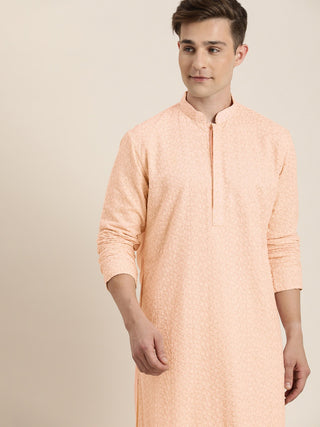 SHRESTHA BY VASTRAMAY Men's Pink Ethnic Chikankari Kurta Pyjama Set