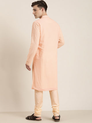 SHRESTHA BY VASTRAMAY Men's Pink Ethnic Chikankari Kurta Pyjama Set