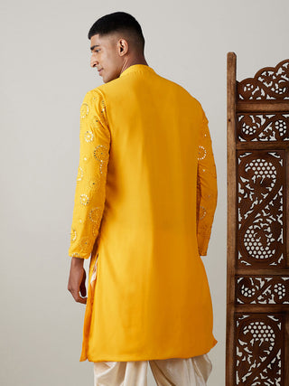 SHRESTHA BY VASTRAMAY Men's Yellow Embroidered Kurta