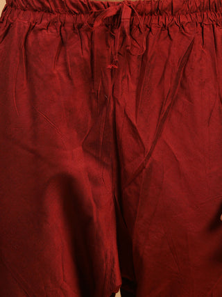 SHRESTHA By VASTRAMAY Men's Maroon Mirror Kurta  Pyjama Set