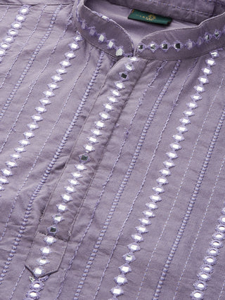 SHRESTHA By VASTRAMAY Men's Purple Mirror Kurta Pyjama Set