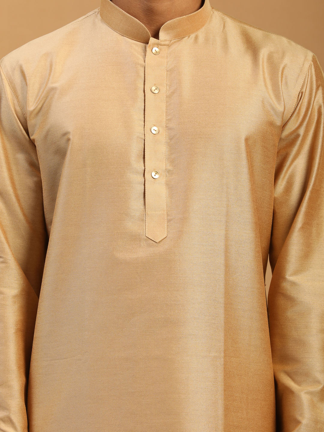 Men's Rose Gold Viscose Kurta Pant And Dupatta Set