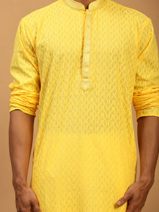 SHRESTHA By VASTRAMAY Men's Yellow Embroidered Kurta