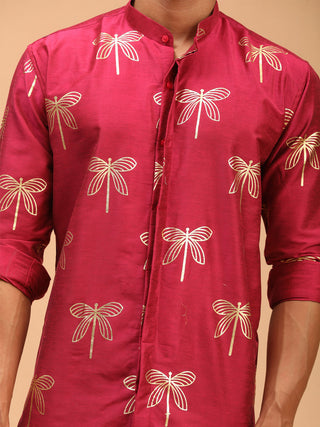 VASTRAMAY Men's Fuchsia Foil Print Shirt