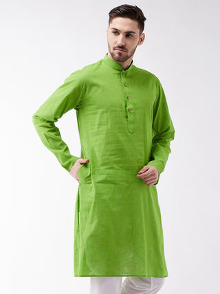 SHVAAS by VASTRAMAY Men's Green Cotton Handloom Kurta
